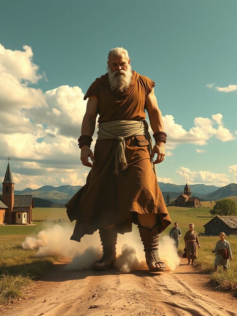 Titan Strolls Countryside, Frightened Villagers Scattered in...