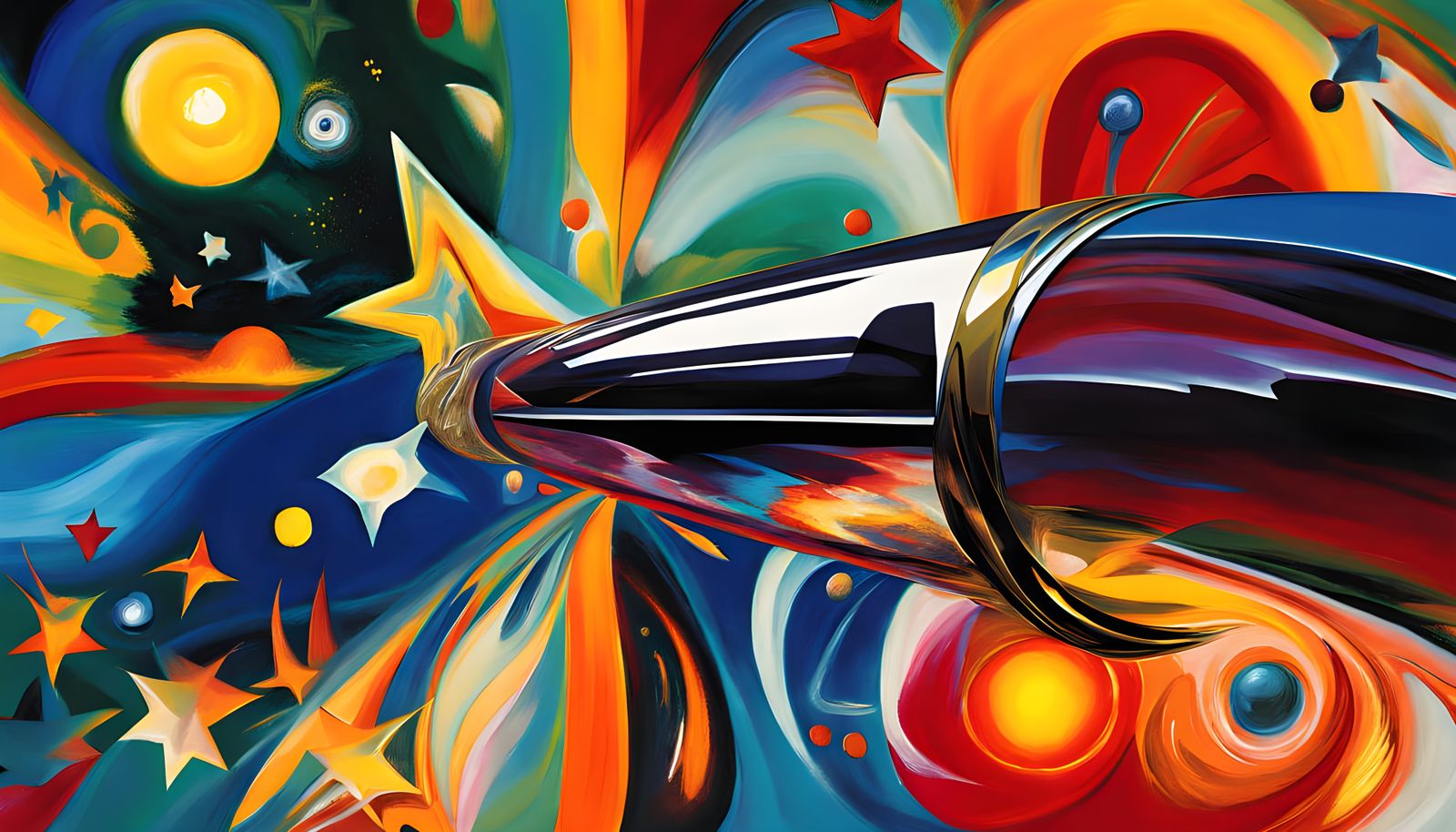 Surreal Spacecraft Racing through Cosmic Vortex in Dynamic O...