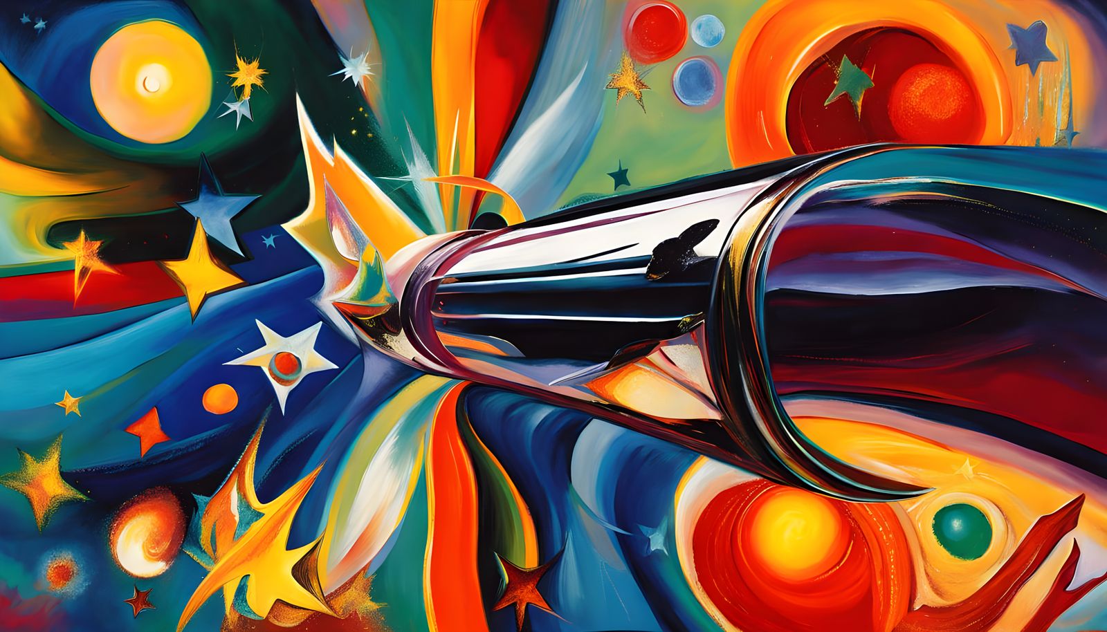 Cyberpunk Spacecraft Blazing Through a Cosmic Vortex