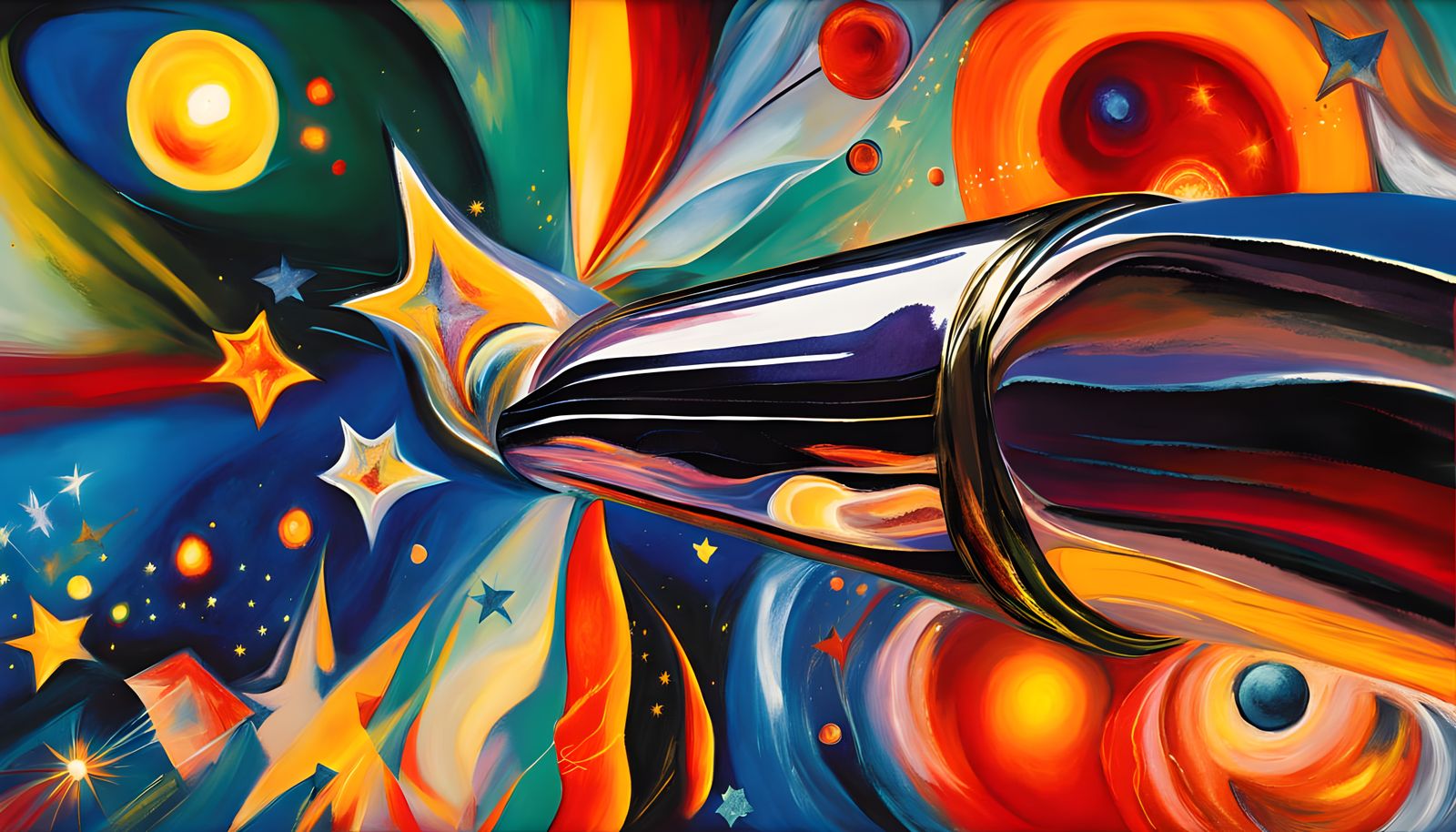 Surreal Cosmic Odyssey in Vibrant Oil Painting Style