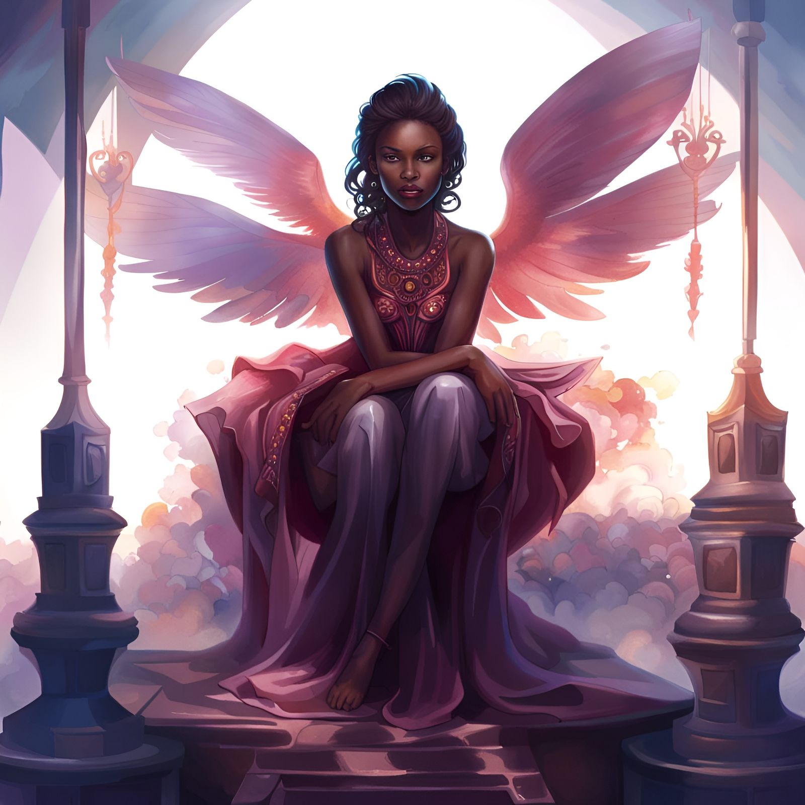 Dark Vampire in Opulent Room: Digital Art