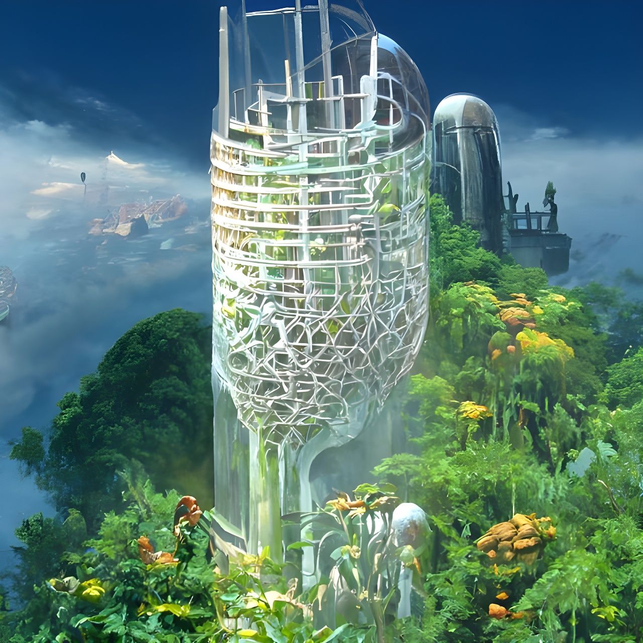 Futuristic Eco-City Biome: Lush Organic Arcology