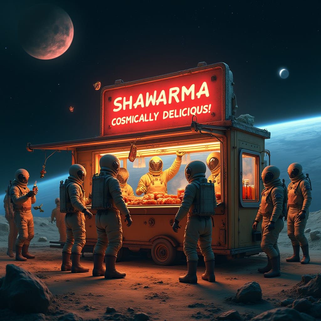 Cosmic Shawarma Vendors in Space