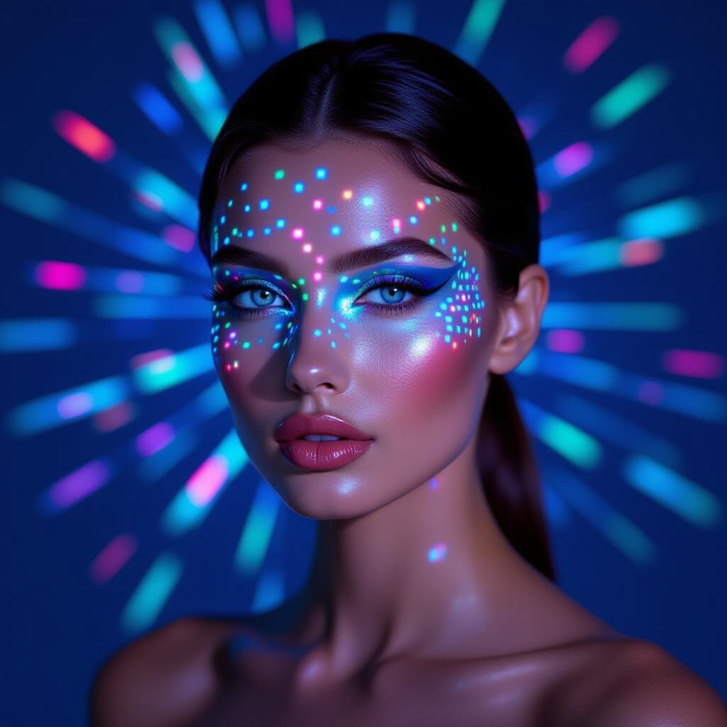 Model in Digital Light: A Futuristic Portrait
