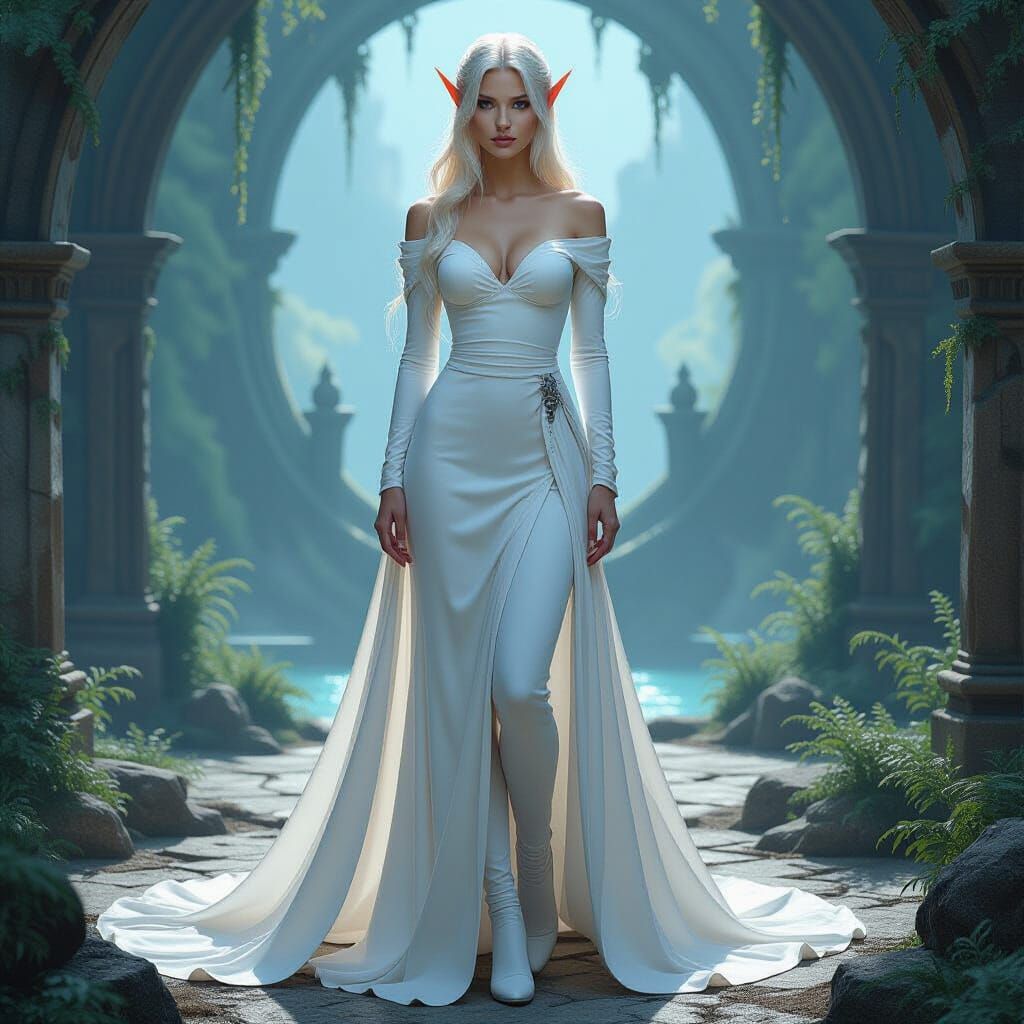 Elegant Elf in Mystical Realm: Fantasy Art