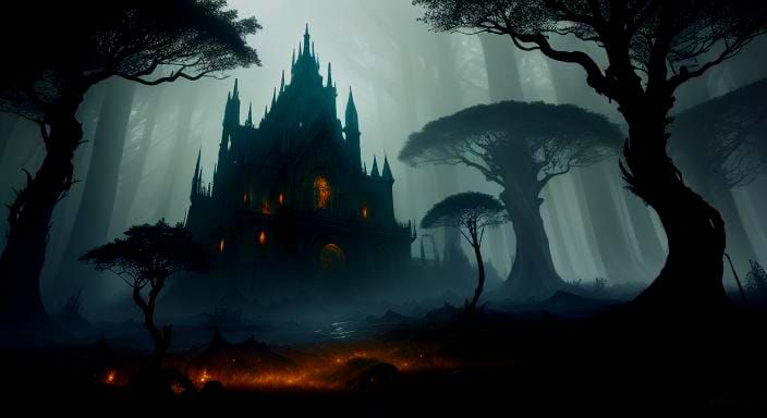 Dark Fantasy Castle, Photorealistic Masterpiece