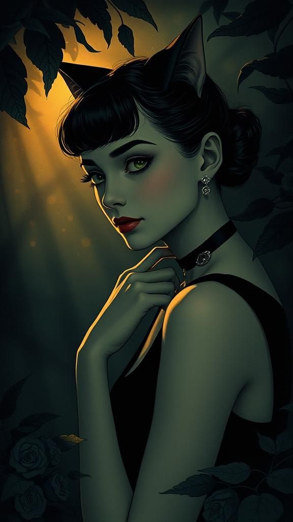 Cat-Woman in Dreamlike Shojo Manga Style