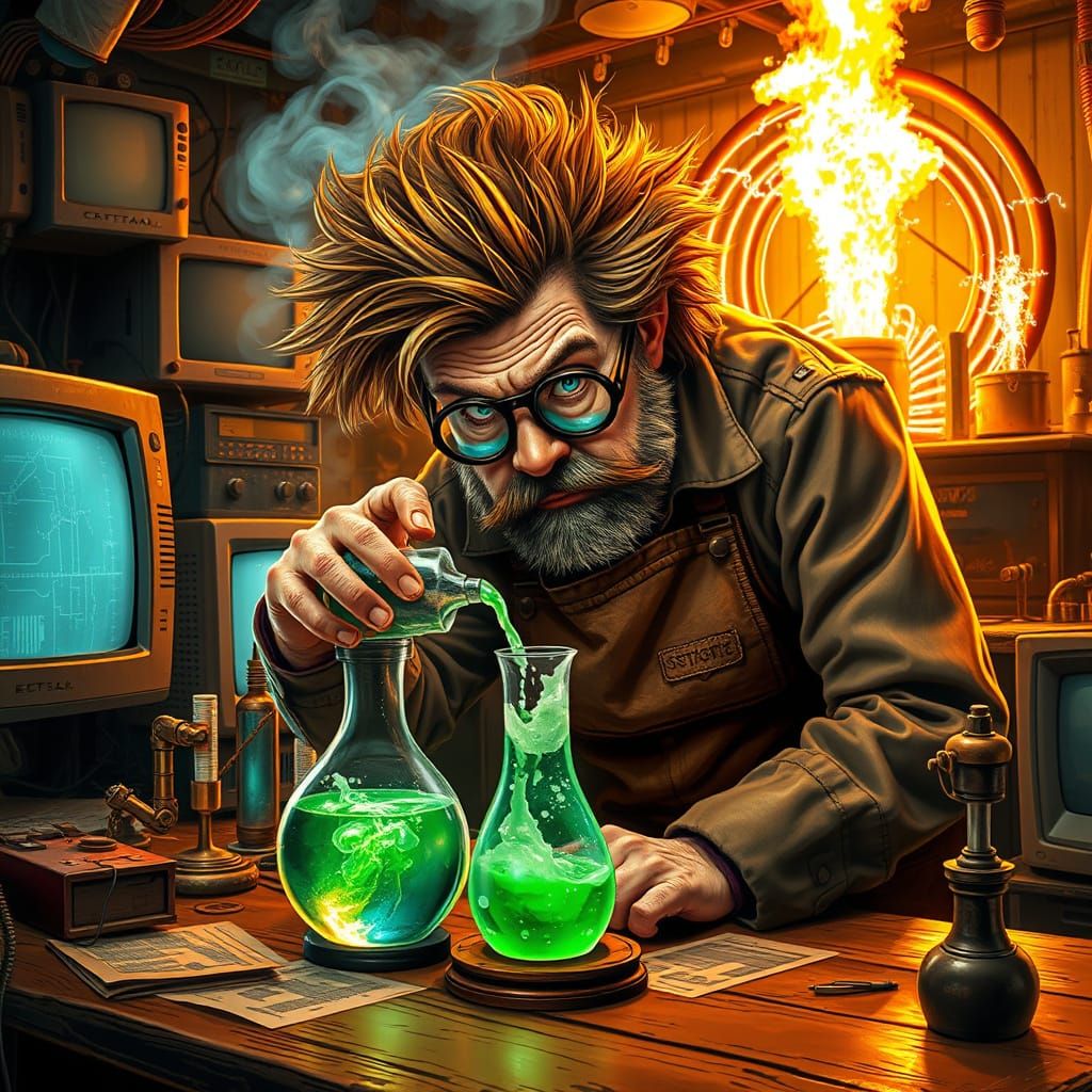 Mad Scientist's Lair in Whimsical Steampunk Style