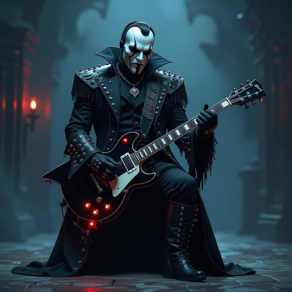 Scary Phantom of the Opera Man with Metal Guitar