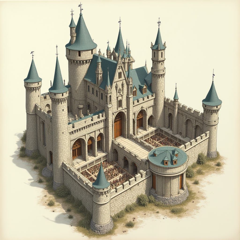 Medieval Castle in Fantastical Architectural Style