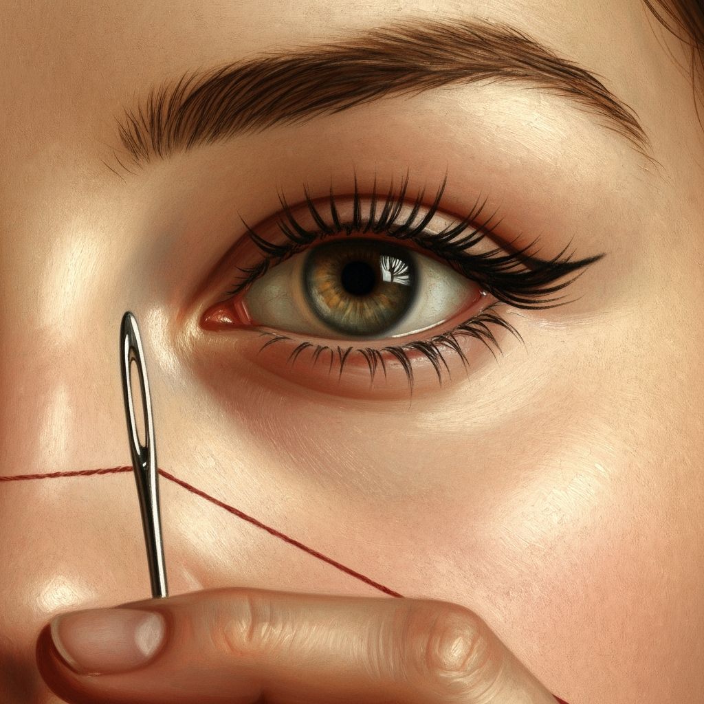 Woman Threading Needle in Baroque Style