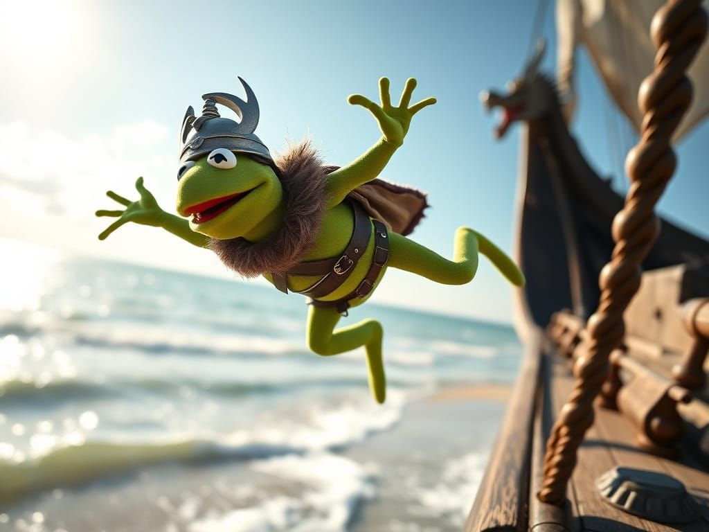 Viking Frog Leaps onto Sun-Kissed Beach