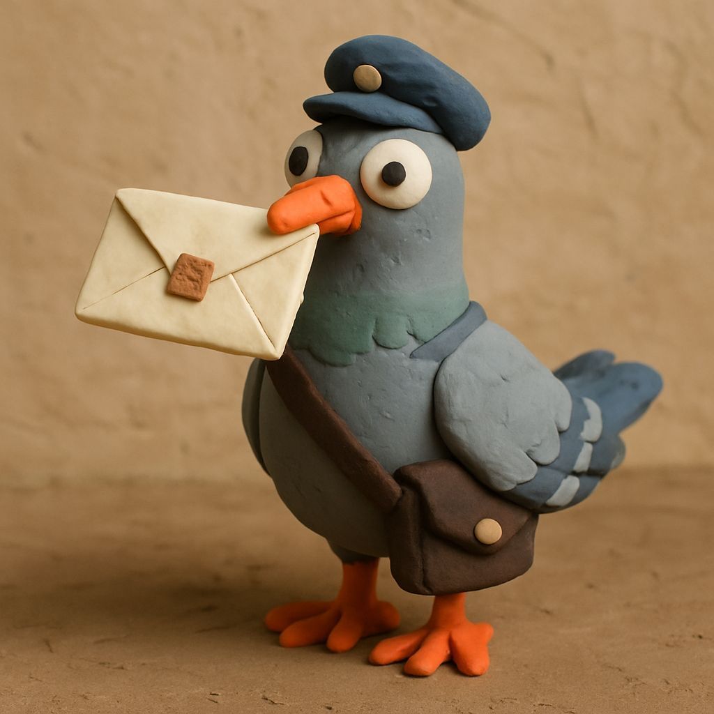 Pigeon Postie in Claymation Style