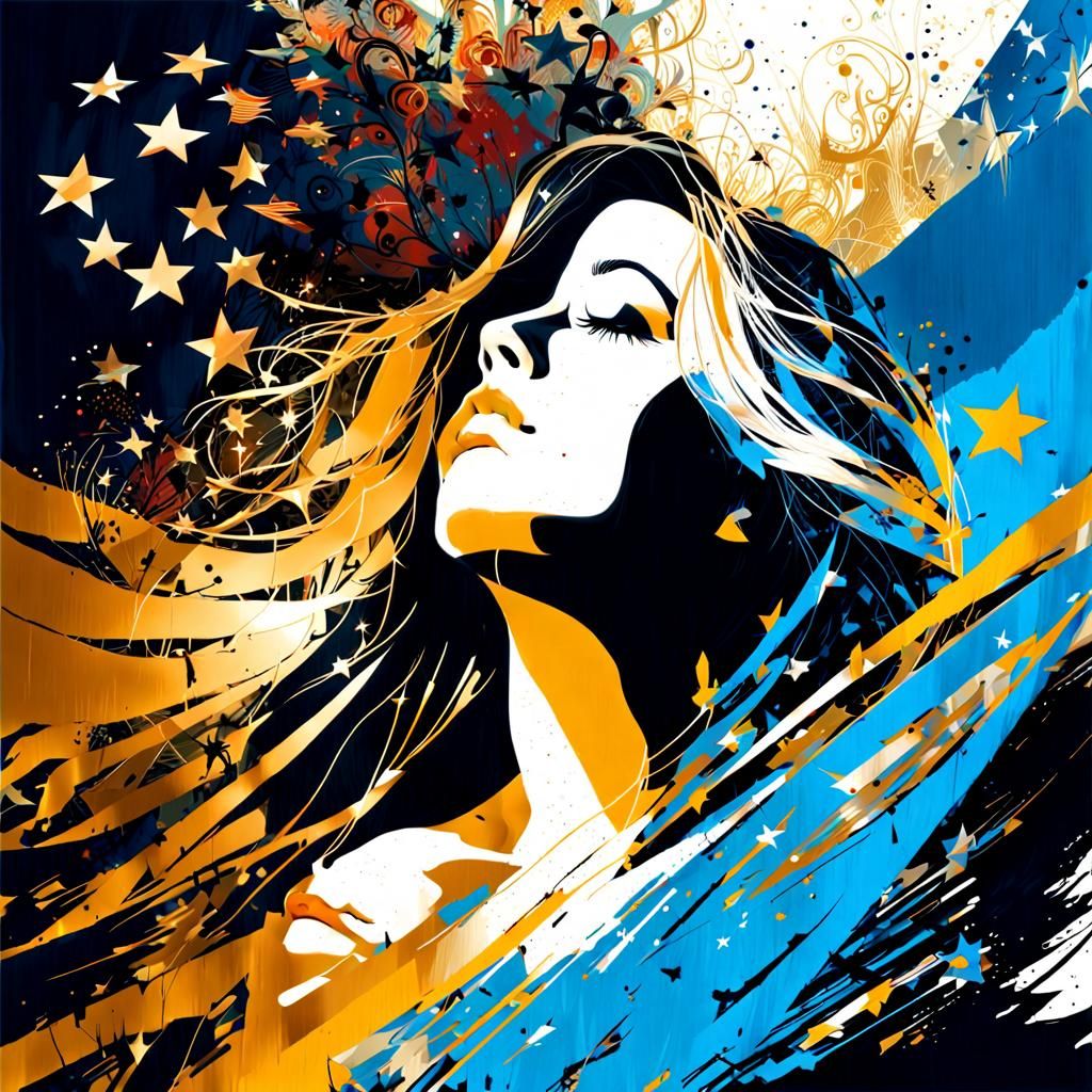 American Beauty Silhouette Double Exposure Portrait