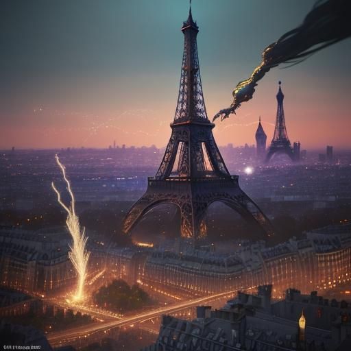 Shrek Destroys Eiffel Tower: Fantasy Concept Art