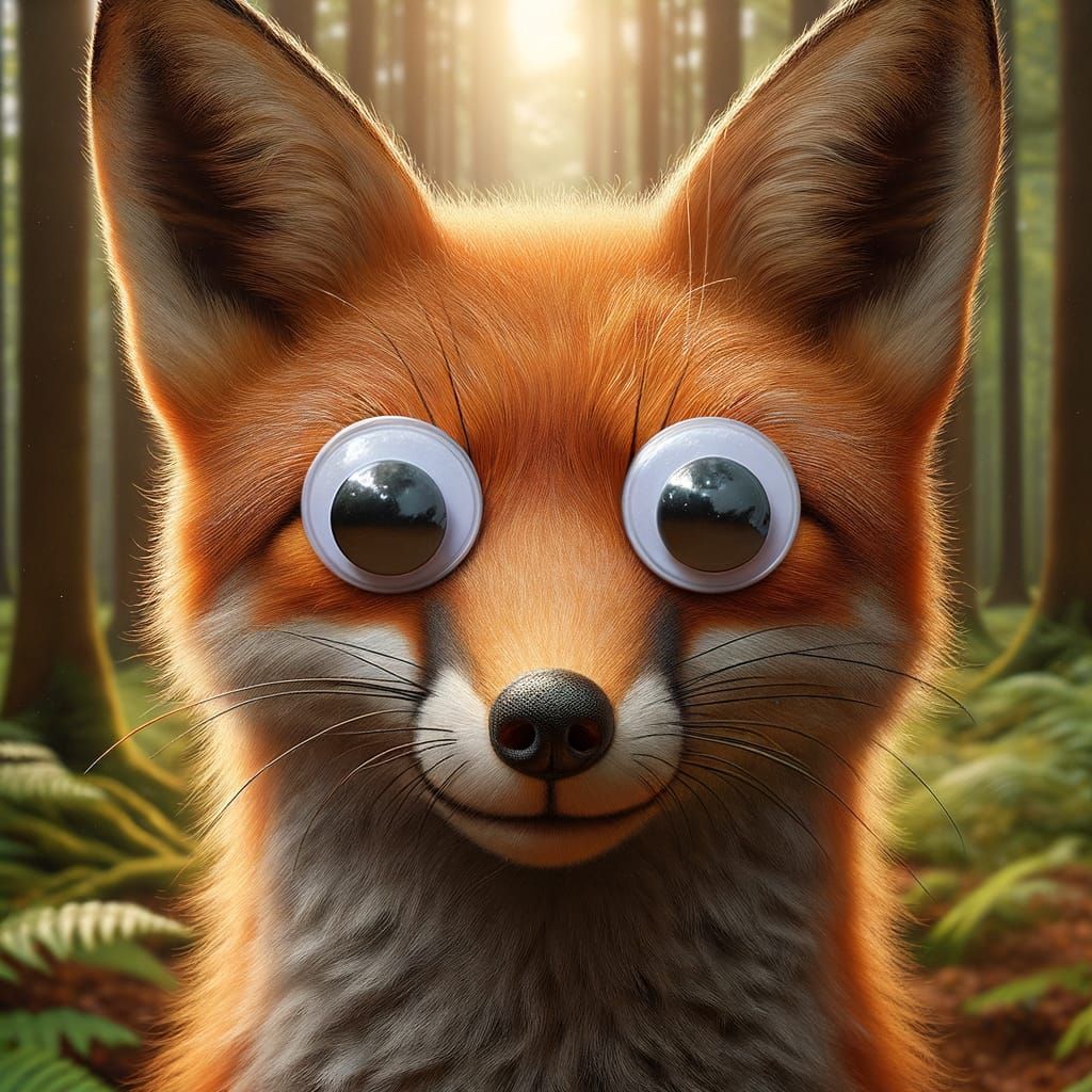 Realistic Fox with Googly Eyes
