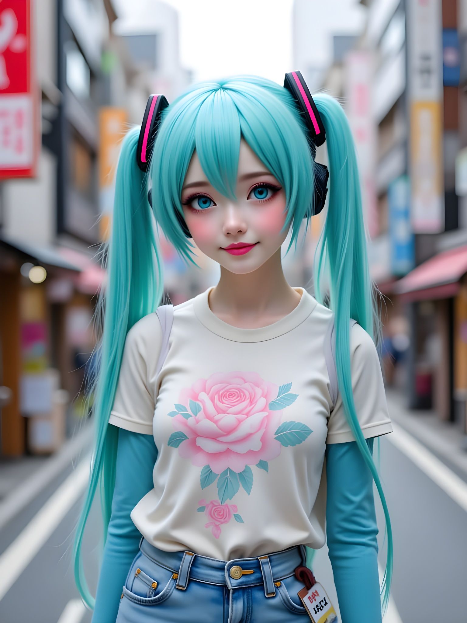 Hatsune Miku in Casual Japanese Street Style