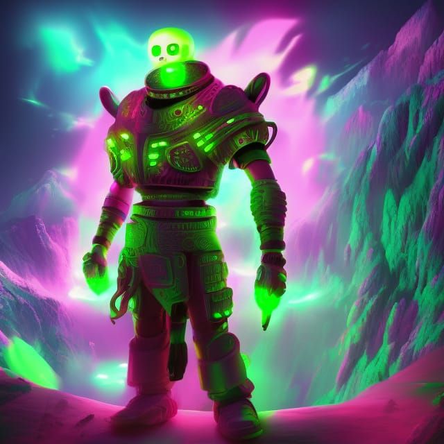 Futuristic Mayan Neon Light Creature in 8K