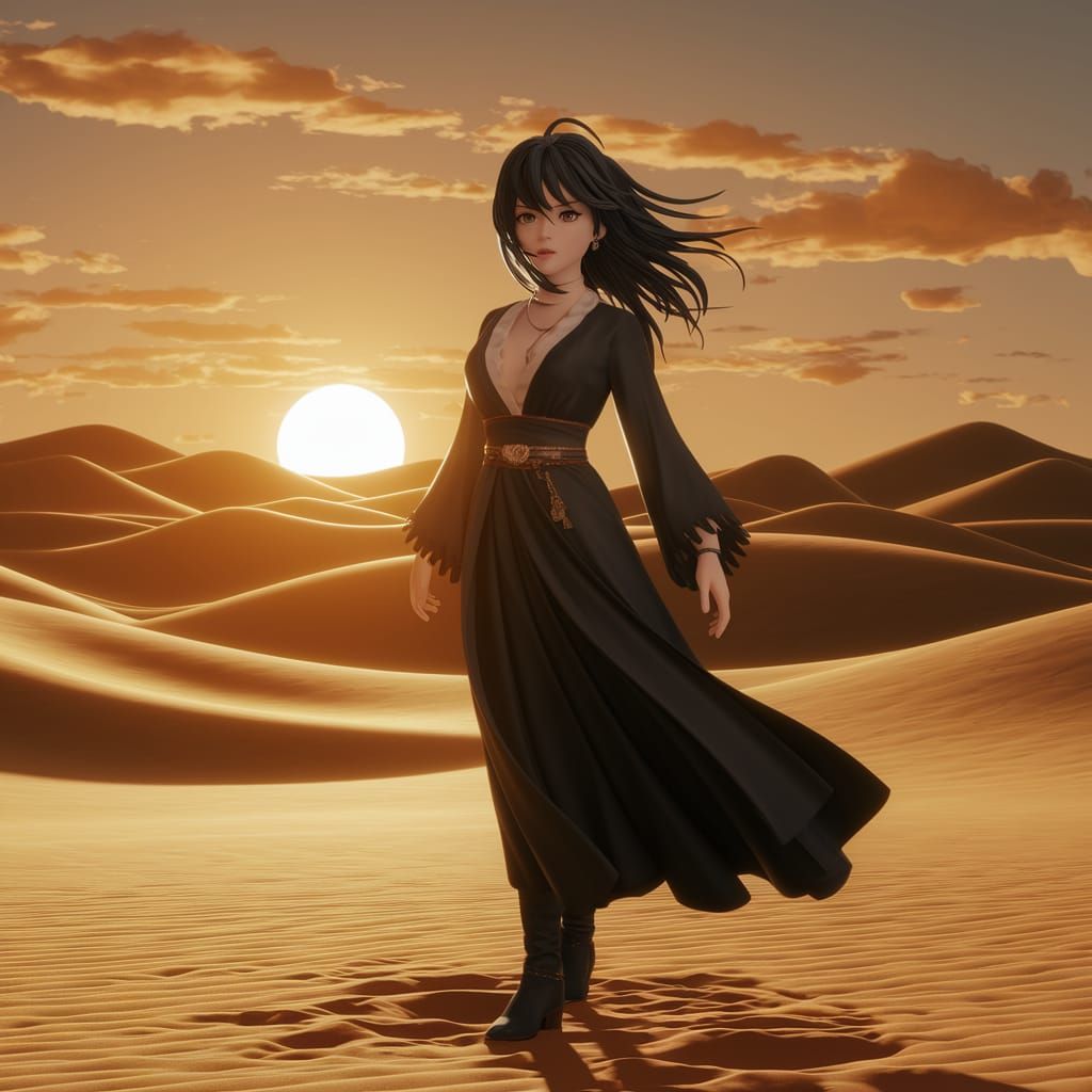 Fairuza Balk in Desert, 3D Anime Film Still