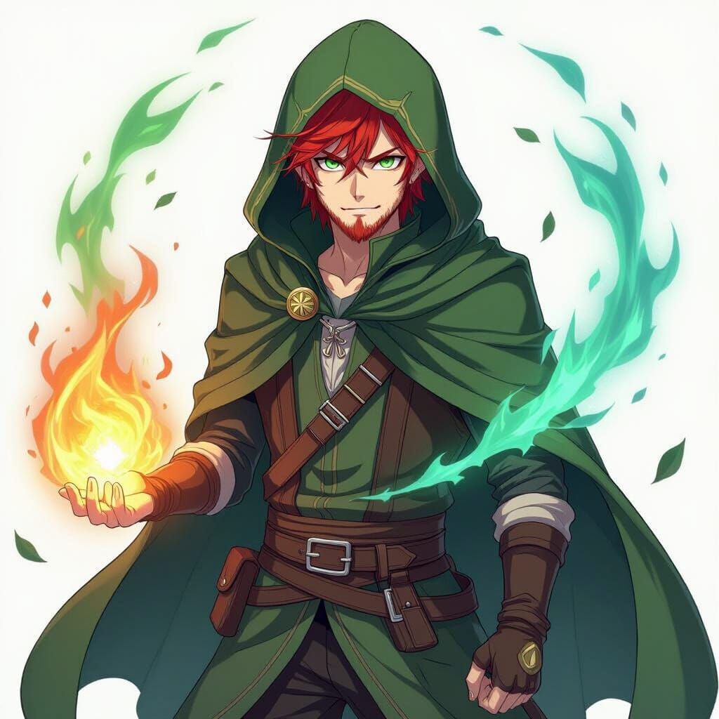 Nature Elf with Glowing Aura in Green Cloak