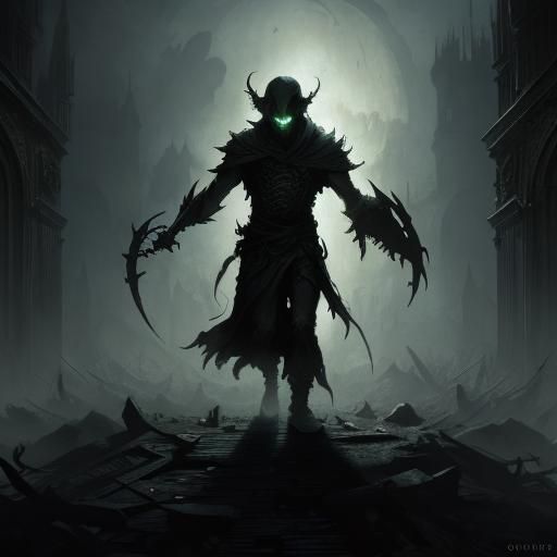 Dark Shadow Elf in Gothic Horror Style