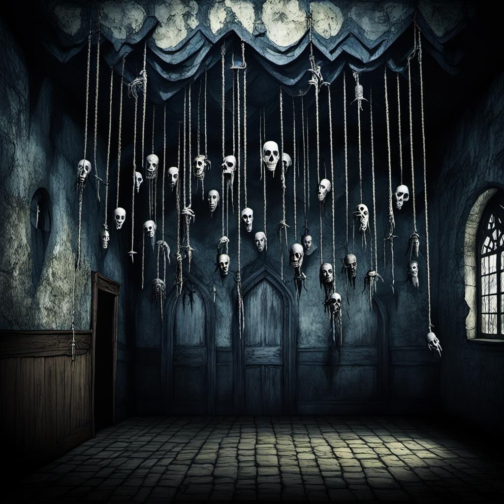 Spooky Medieval Castle Room in Tim Burton Style