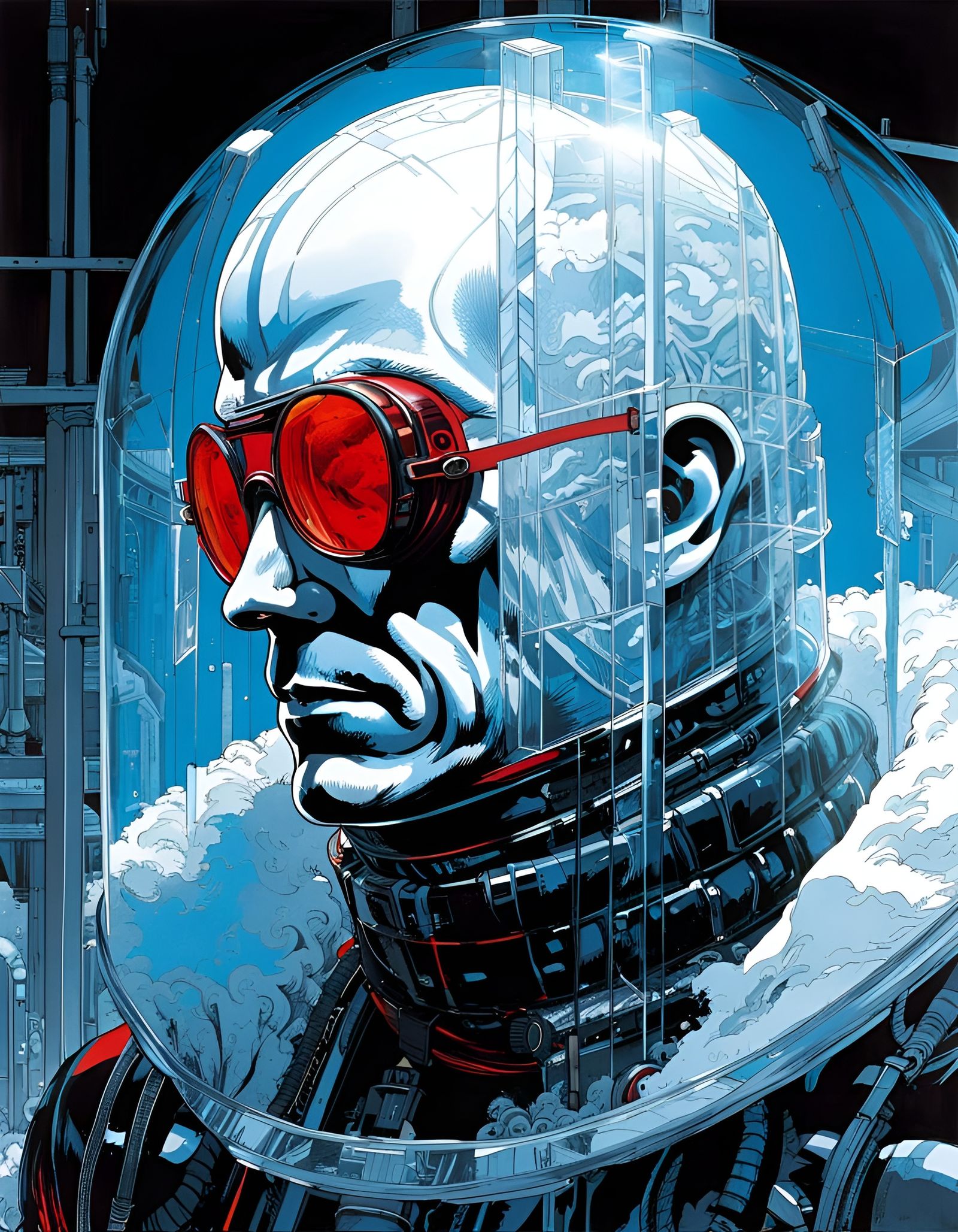 Mr. Freeze in Graphic Novel Art Style