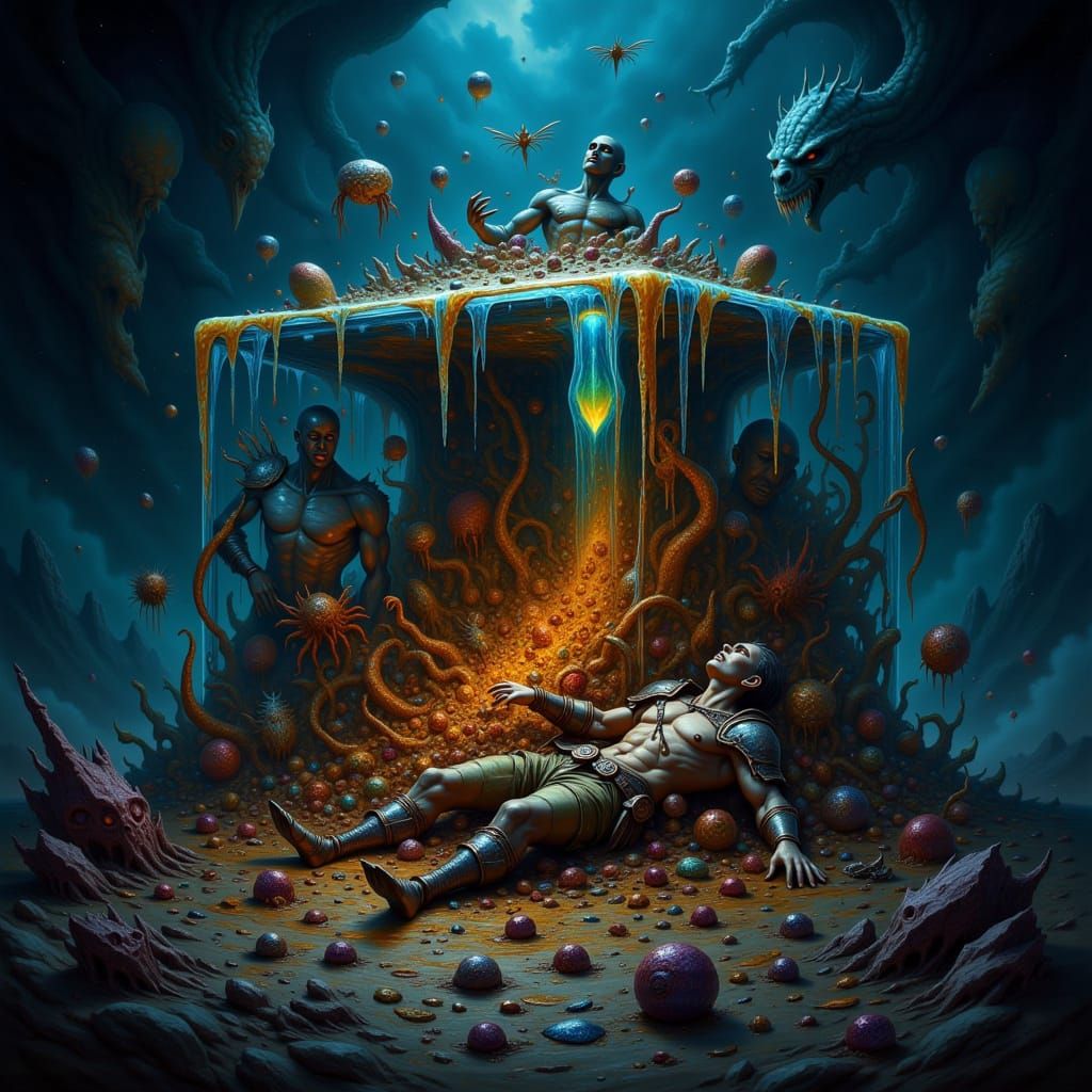 Grim Fantasy Ooze Cube Digests Lost Adventurers