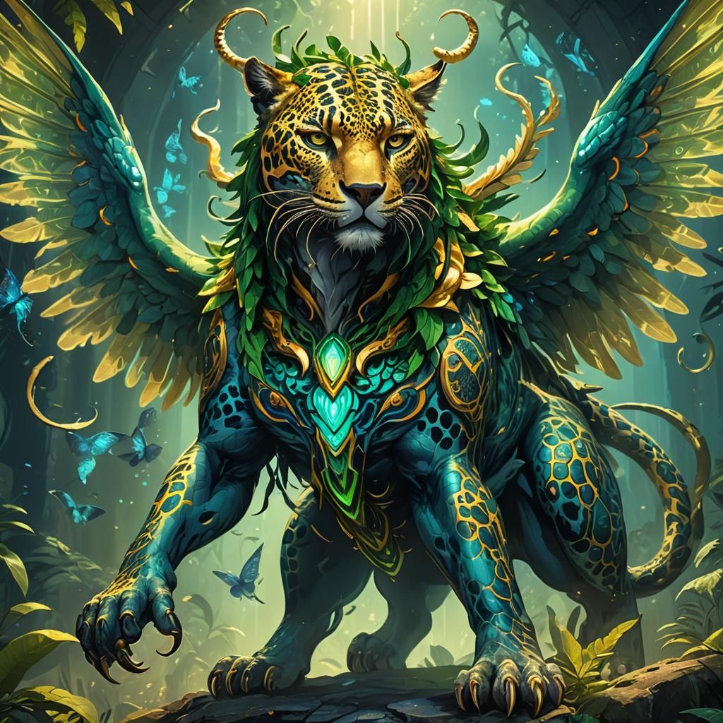 Mystical Three-Headed Jaguar Creature Concept Art