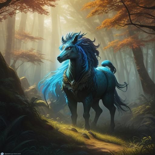 Mystical Creature in Lush Forest: Fantasy Concept Art