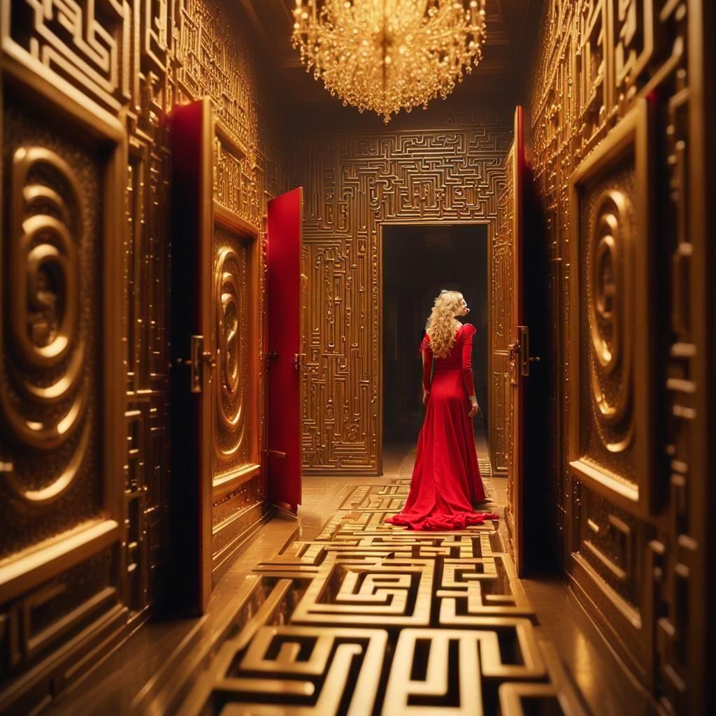 Golden Mirror Maze: Lady in Red Gown
