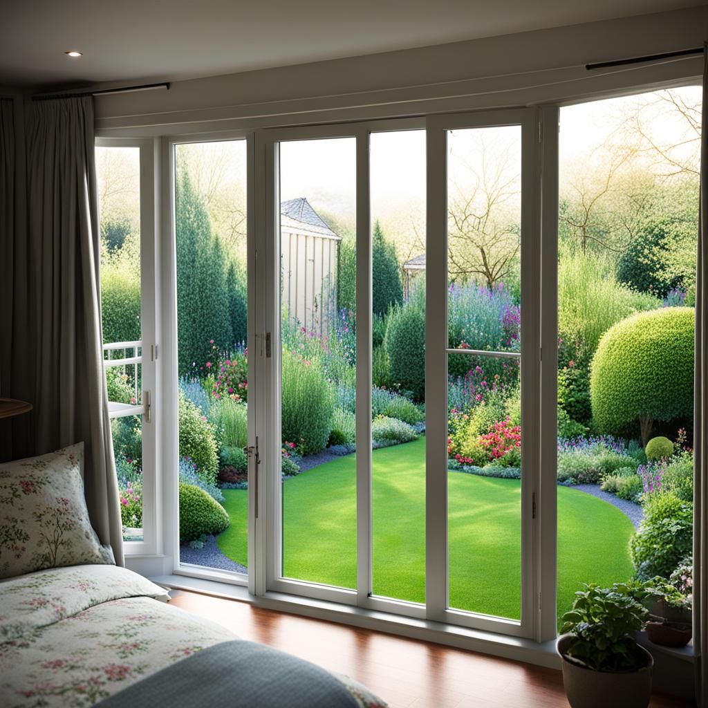 Bedroom Window View of a Lush Garden