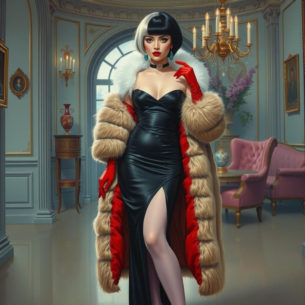 Cruella Deville in Retro 80s Futurism Style