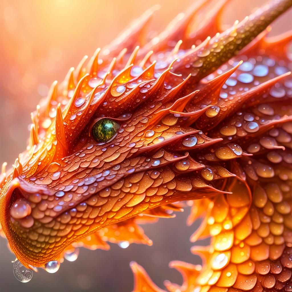 Dew-Kissed Dragon Scales in Ethereal Light