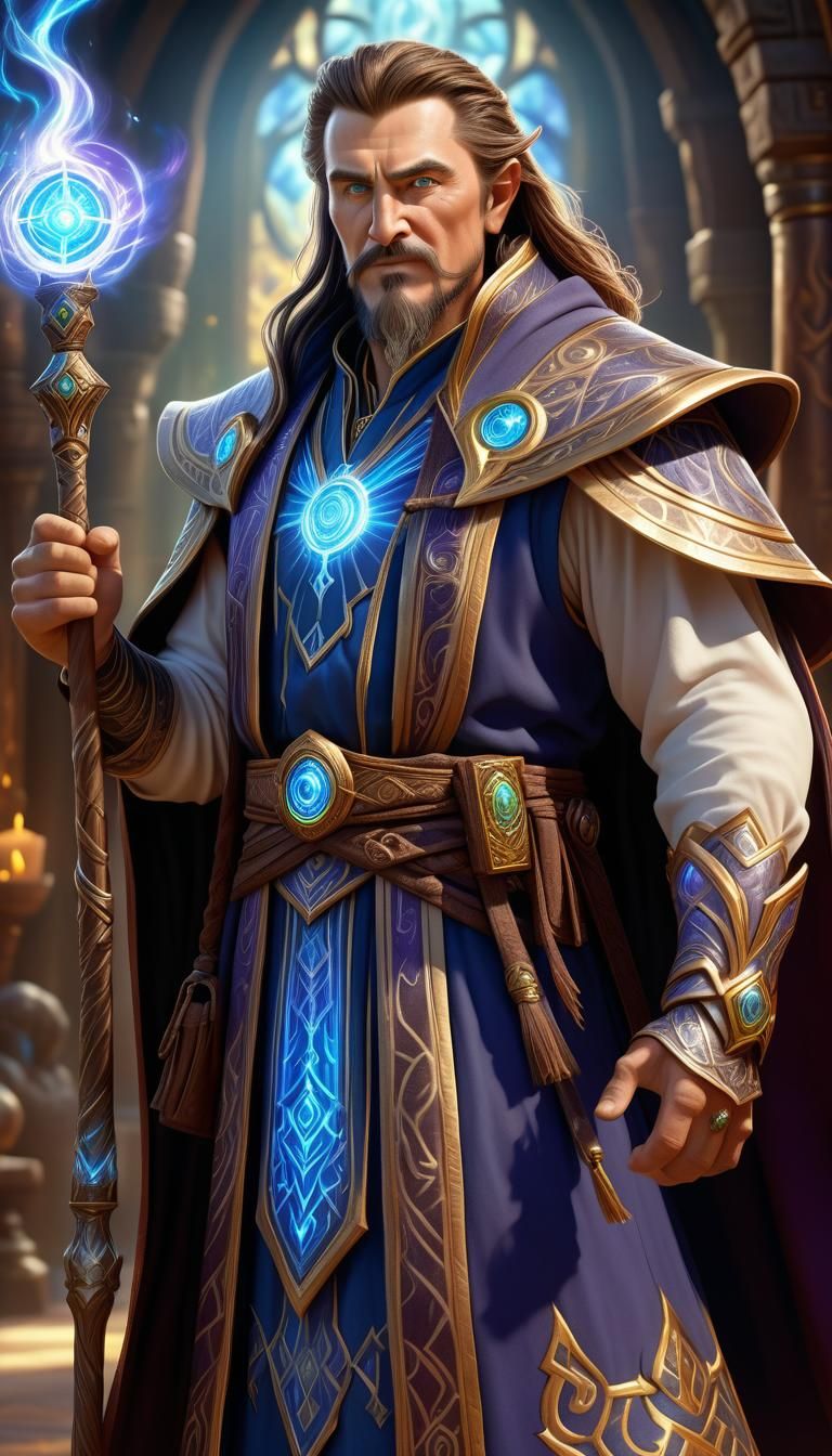 Divine Middle-Age Wizard in Warcraft Style