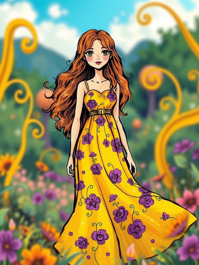 Wavyveee Wendy in Whimsical European Ink Painting Style