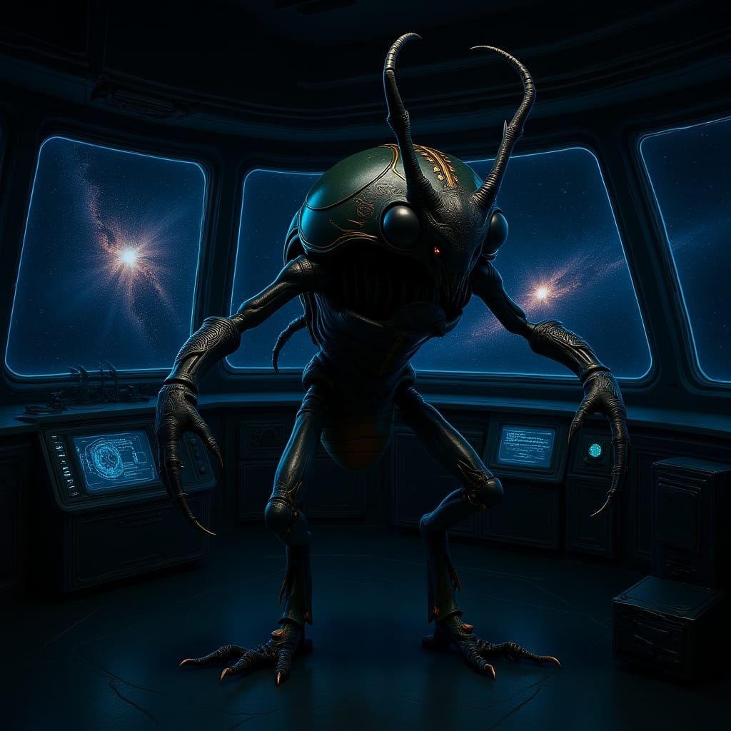 Insectoid Starship Interior with Techno-Organic Design