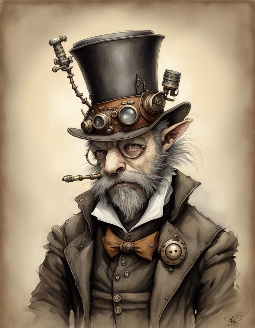 Gothic Steampunk Characters in Monge Style