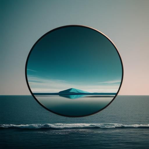 Surreal Mirror Floating Over the Sea