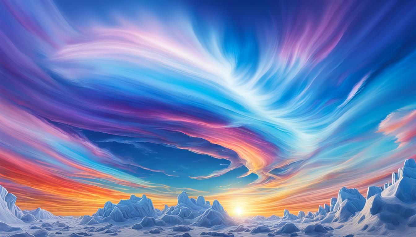 Hyperrealistic Polar Stratospheric Clouds Splash Art
