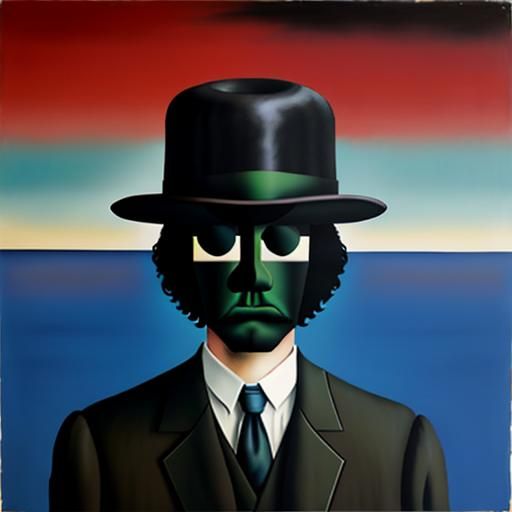 Magritte-Inspired Surrealism with Digital Glitch Effects