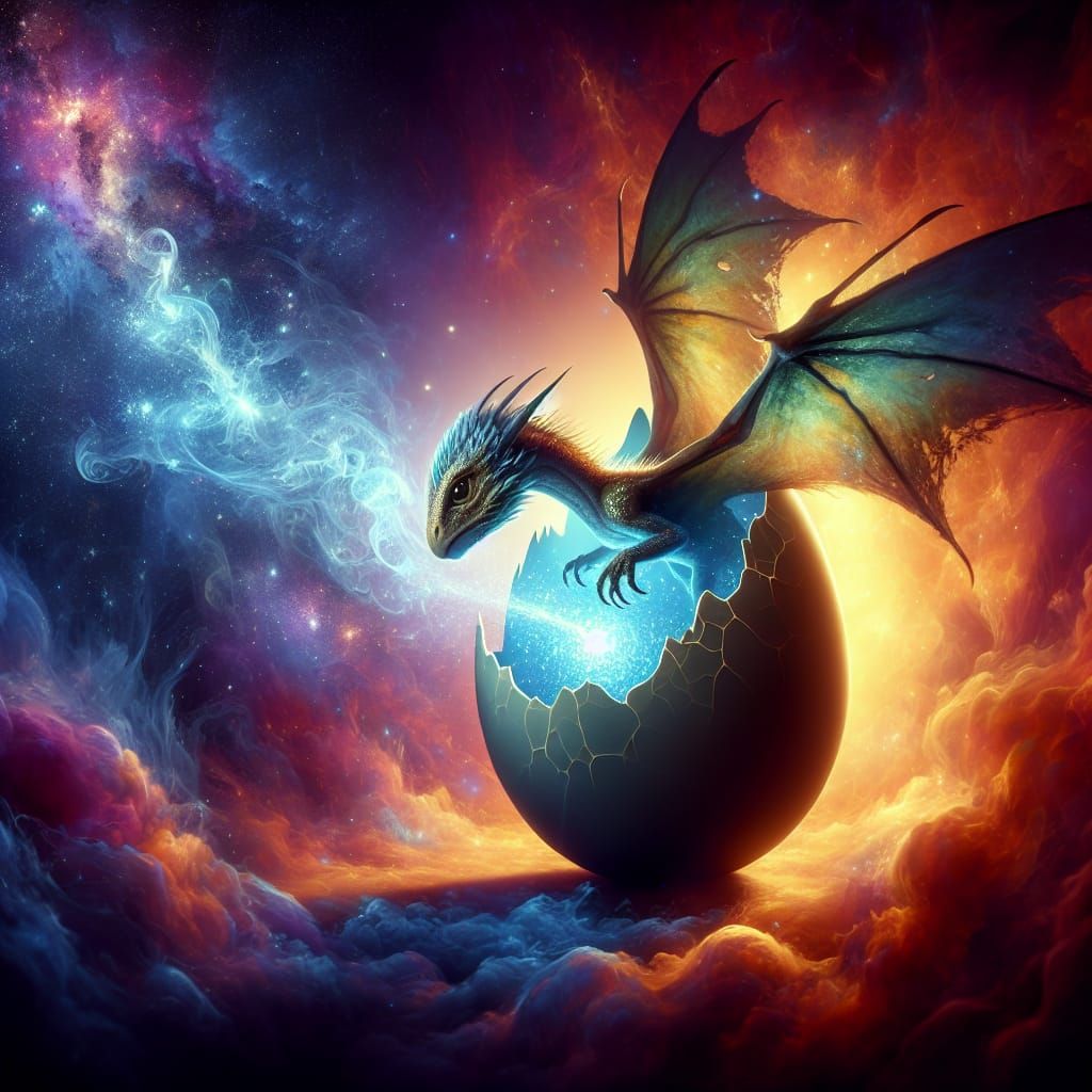Ball of energy orb in made from dragon egg with baby dragon ...