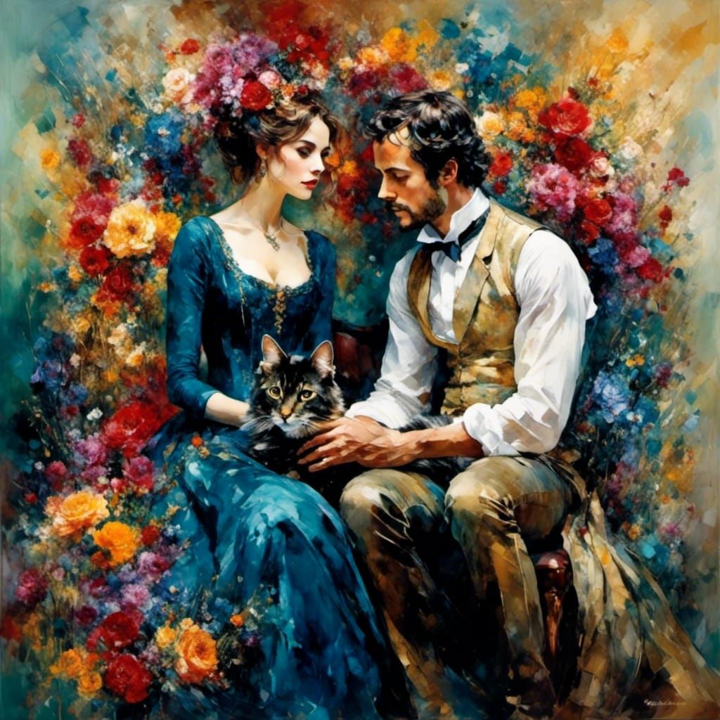 Elizabeth and Mr. Darcy in Watercolor Style