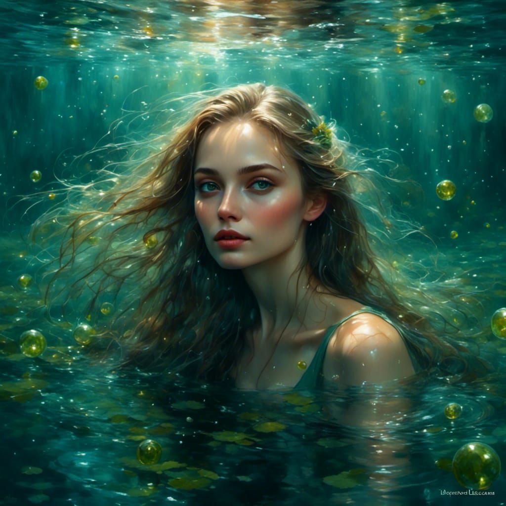 Ethereal Lady in Mystical Lake Portrait