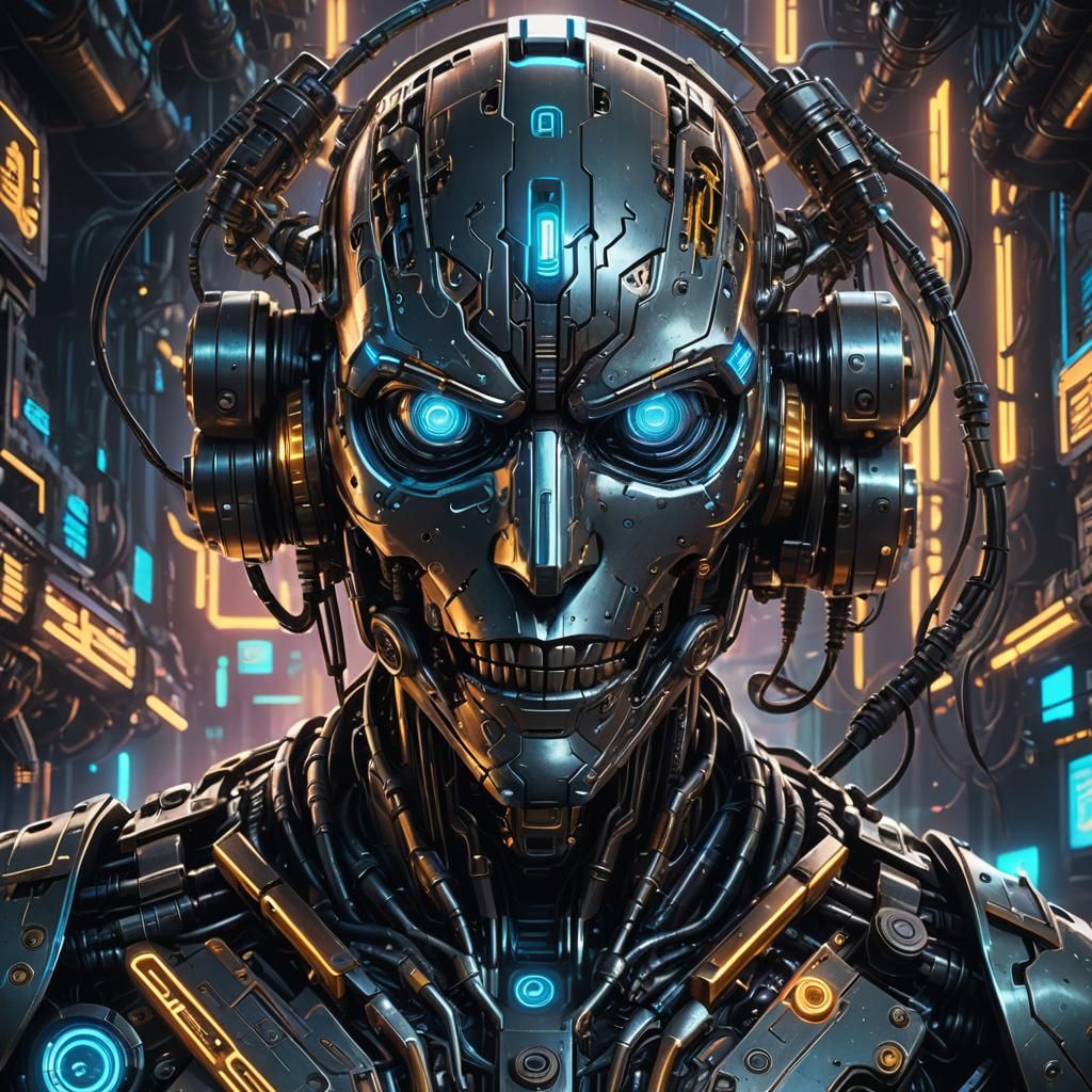 Cyberpunk Musical Note Sings in Neon Cityscape