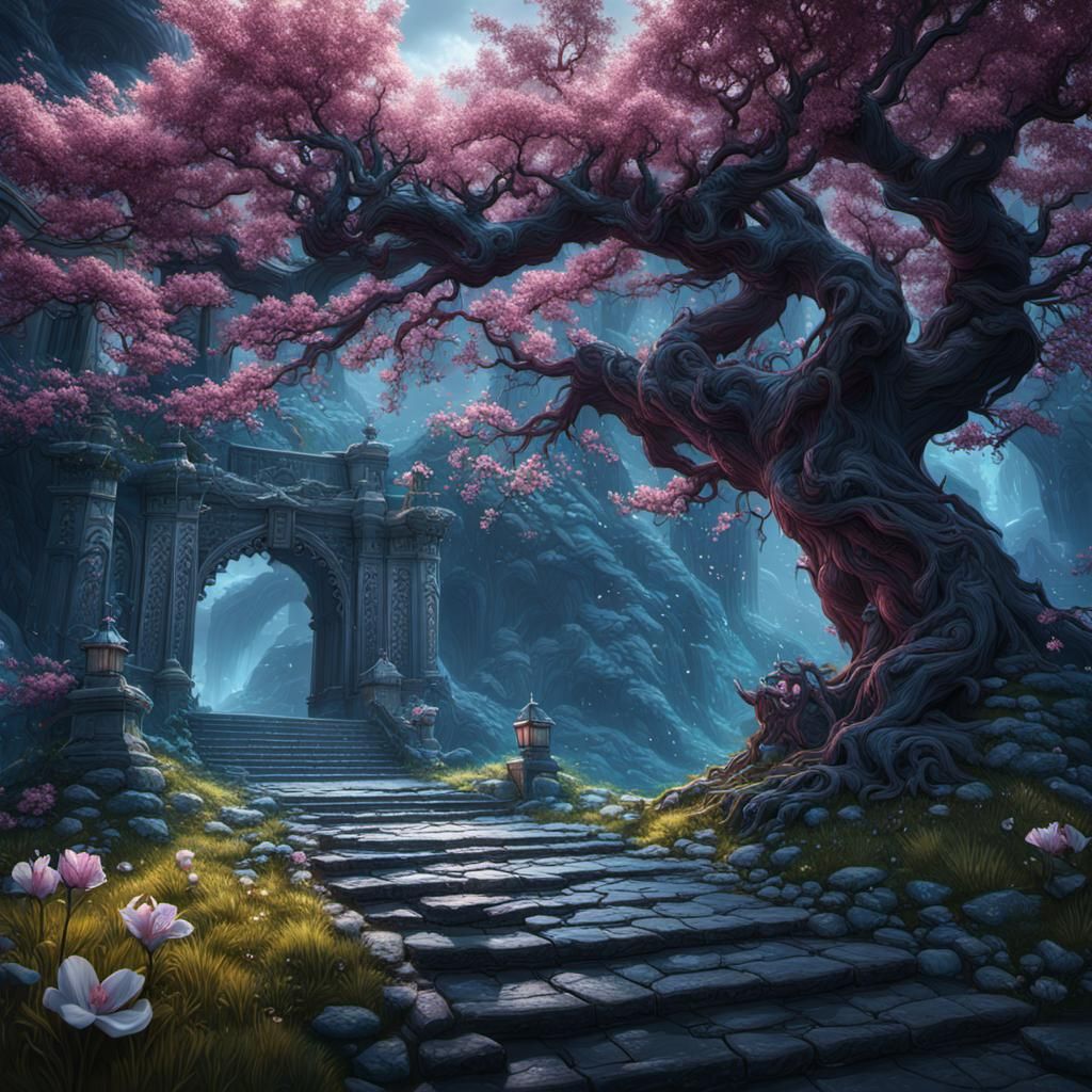 Detailed Matte Painting of a Fallen Blossom