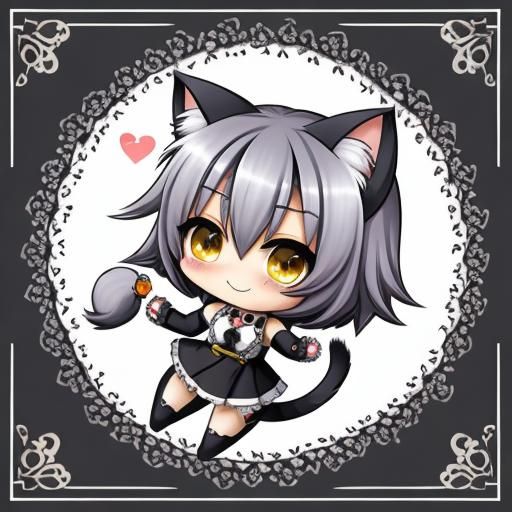 Adorable Chibi Cat Girl Illustration