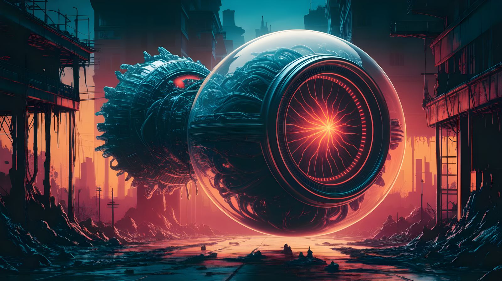 Graffiti Alien Spacecraft in Haunting Urban Decay