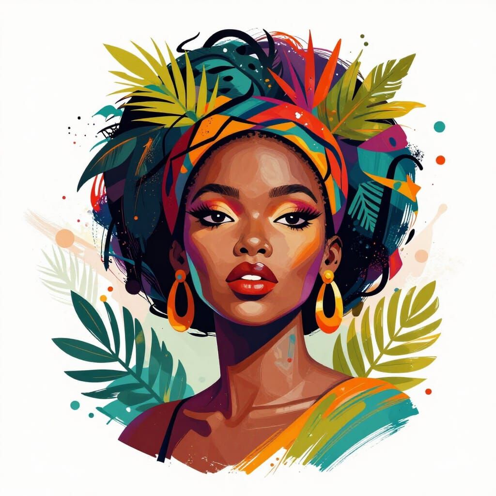 Expressive African Woman Portrait in Anime Style