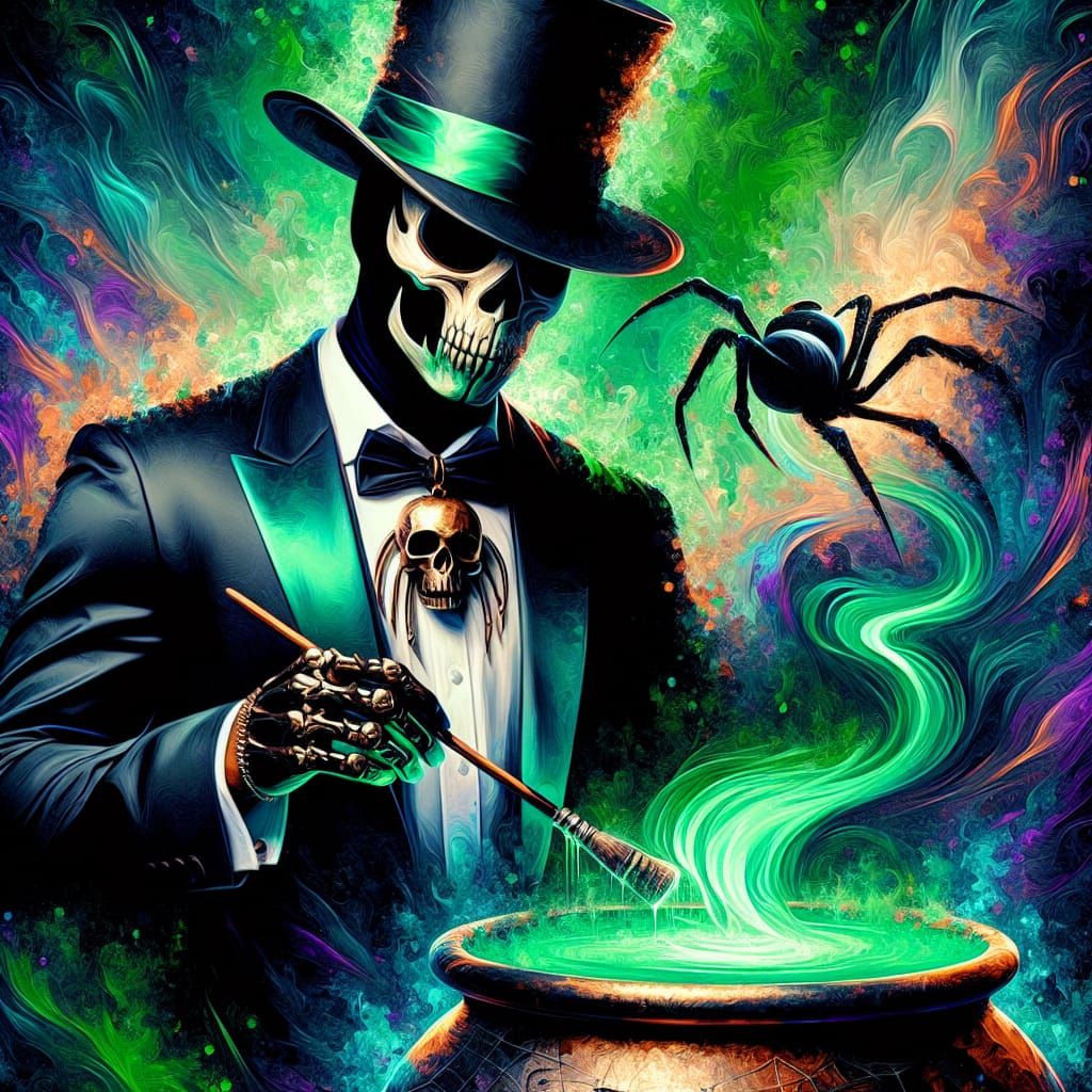 Voodoo Priest: Impressionist Acrylic Oil Painting